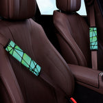 Teal Stained Glass Mosaic Print Car Seat Belt Covers