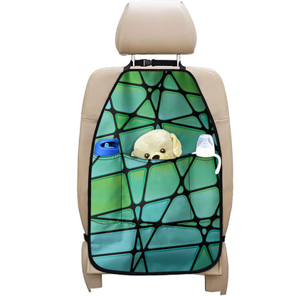 Teal Stained Glass Mosaic Print Car Seat Organizers