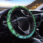 Teal Stained Glass Mosaic Print Car Steering Wheel Cover