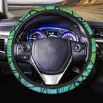 Teal Stained Glass Mosaic Print Car Steering Wheel Cover
