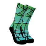 Teal Stained Glass Mosaic Print Crew Socks