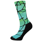 Teal Stained Glass Mosaic Print Crew Socks