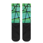 Teal Stained Glass Mosaic Print Crew Socks