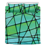 Teal Stained Glass Mosaic Print Duvet Cover Bedding Set