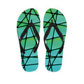 Teal Stained Glass Mosaic Print Flip Flops