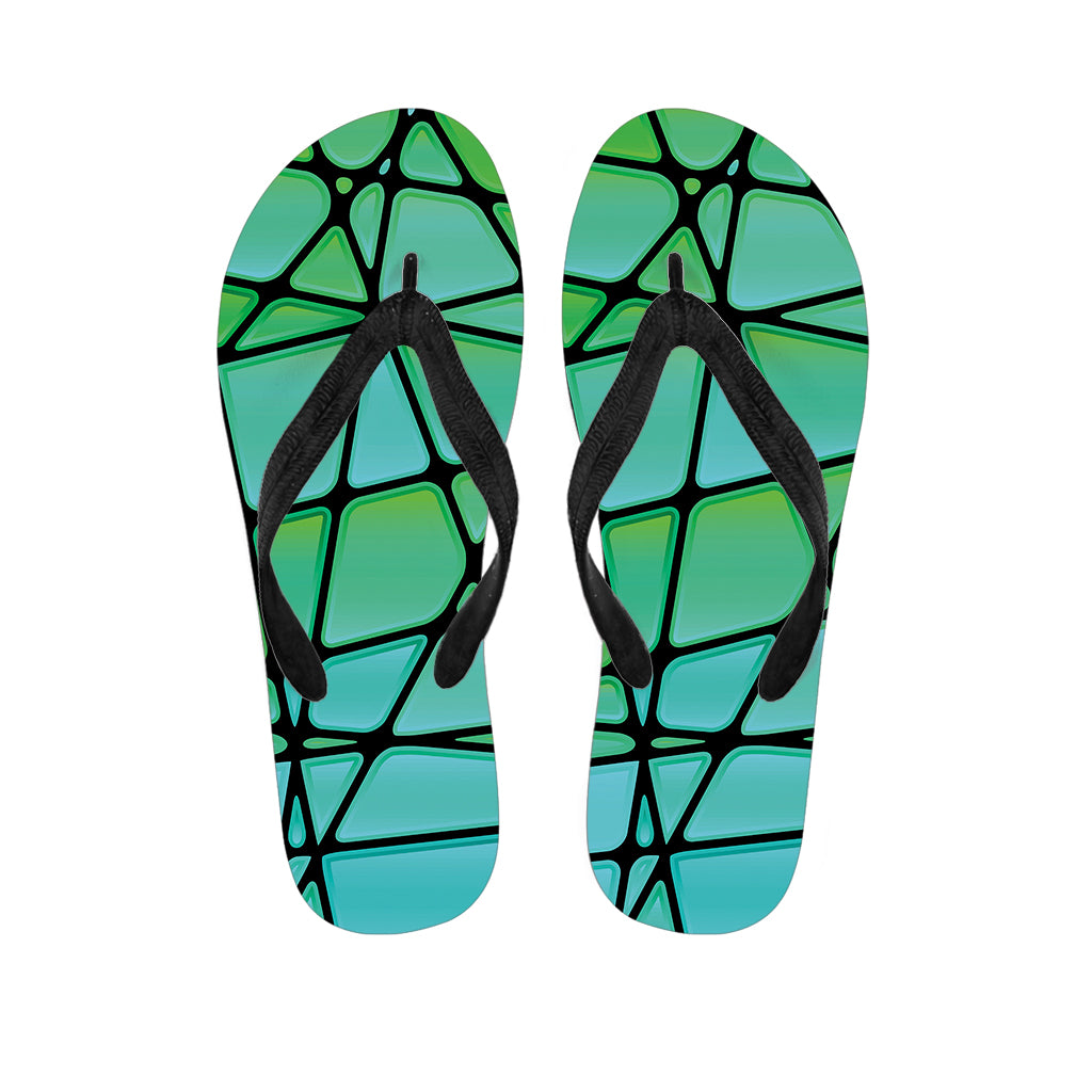 Teal Stained Glass Mosaic Print Flip Flops