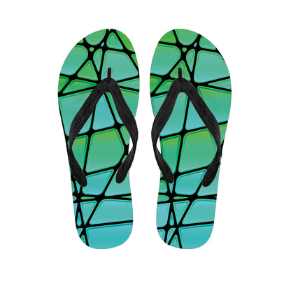 Teal Stained Glass Mosaic Print Flip Flops
