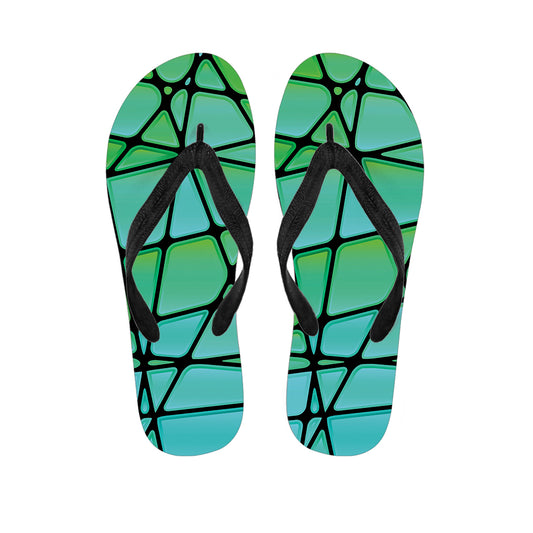 Teal Stained Glass Mosaic Print Flip Flops