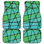 Teal Stained Glass Mosaic Print Front and Back Car Floor Mats