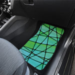 Teal Stained Glass Mosaic Print Front and Back Car Floor Mats