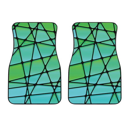 Teal Stained Glass Mosaic Print Front Car Floor Mats