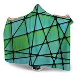 Teal Stained Glass Mosaic Print Hooded Blanket