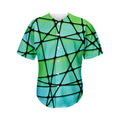 Teal Stained Glass Mosaic Print Men's Baseball Jersey