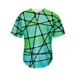 Teal Stained Glass Mosaic Print Men's Baseball Jersey