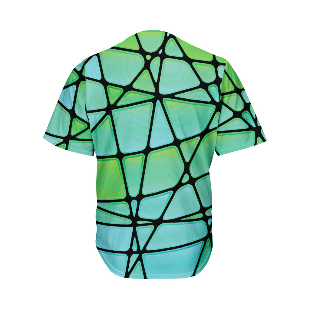 Teal Stained Glass Mosaic Print Men's Baseball Jersey