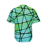 Teal Stained Glass Mosaic Print Men's Baseball Jersey
