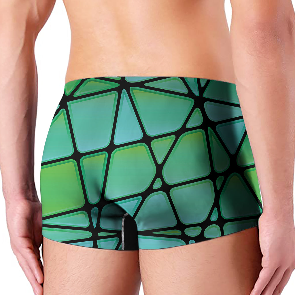 Teal Stained Glass Mosaic Print Men's Boxer Briefs