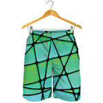 Teal Stained Glass Mosaic Print Men's Shorts