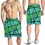 Teal Stained Glass Mosaic Print Men's Shorts
