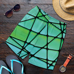 Teal Stained Glass Mosaic Print Men's Shorts