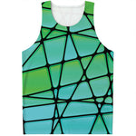 Teal Stained Glass Mosaic Print Men's Tank Top