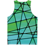 Teal Stained Glass Mosaic Print Men's Tank Top