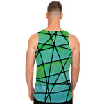 Teal Stained Glass Mosaic Print Men's Tank Top