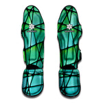 Teal Stained Glass Mosaic Print Muay Thai Shin Guard