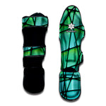 Teal Stained Glass Mosaic Print Muay Thai Shin Guard