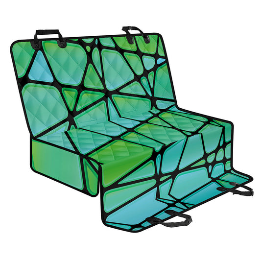 Teal Stained Glass Mosaic Print Pet Car Back Seat Cover