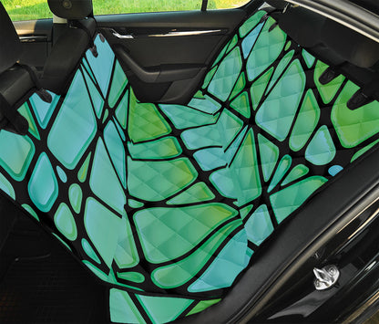 Teal Stained Glass Mosaic Print Pet Car Back Seat Cover