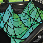 Teal Stained Glass Mosaic Print Pet Car Back Seat Cover