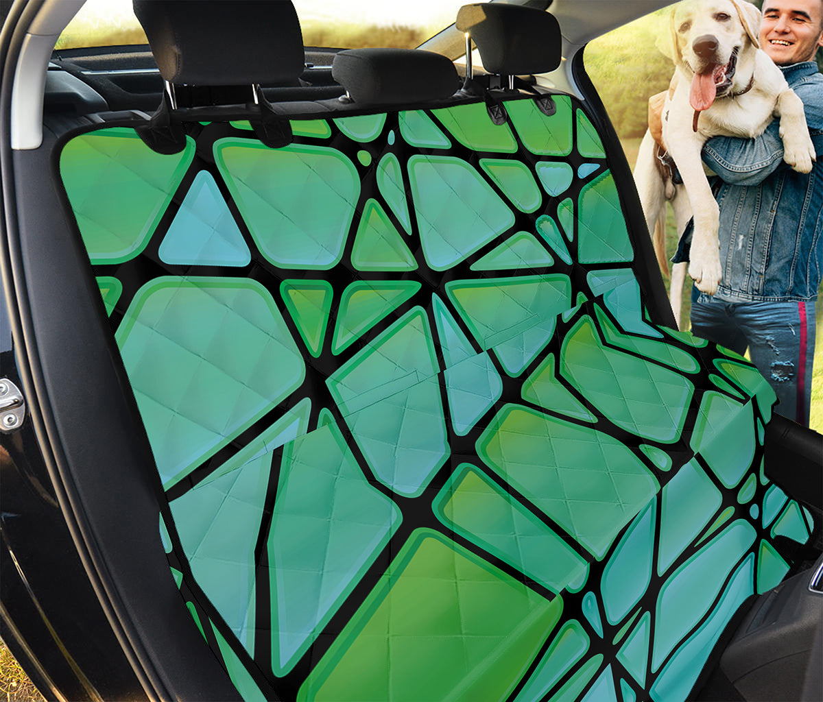 Teal Stained Glass Mosaic Print Pet Car Back Seat Cover