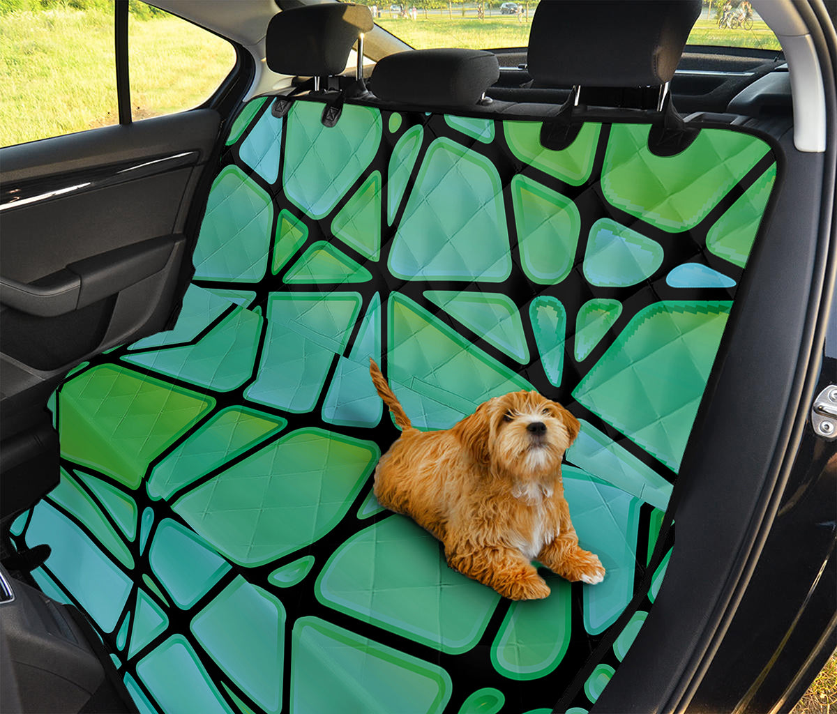 Teal Stained Glass Mosaic Print Pet Car Back Seat Cover