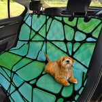 Teal Stained Glass Mosaic Print Pet Car Back Seat Cover