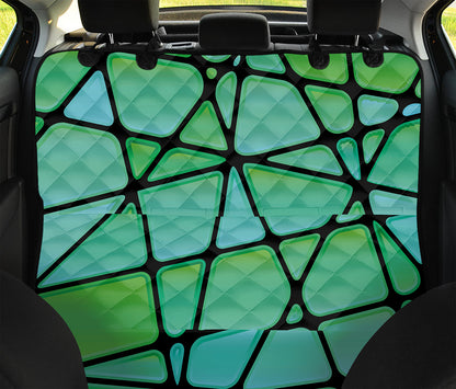 Teal Stained Glass Mosaic Print Pet Car Back Seat Cover