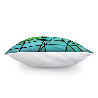 Teal Stained Glass Mosaic Print Pillow Cover