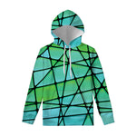 Teal Stained Glass Mosaic Print Pullover Hoodie