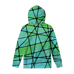 Teal Stained Glass Mosaic Print Pullover Hoodie