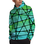 Teal Stained Glass Mosaic Print Pullover Hoodie
