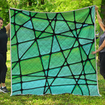 Teal Stained Glass Mosaic Print Quilt