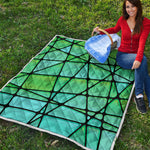 Teal Stained Glass Mosaic Print Quilt