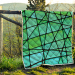 Teal Stained Glass Mosaic Print Quilt