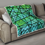 Teal Stained Glass Mosaic Print Quilt