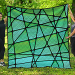 Teal Stained Glass Mosaic Print Quilt