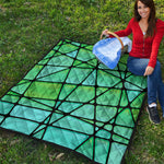 Teal Stained Glass Mosaic Print Quilt