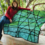 Teal Stained Glass Mosaic Print Quilt