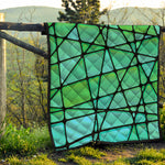 Teal Stained Glass Mosaic Print Quilt