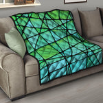 Teal Stained Glass Mosaic Print Quilt