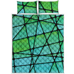 Teal Stained Glass Mosaic Print Quilt Bed Set